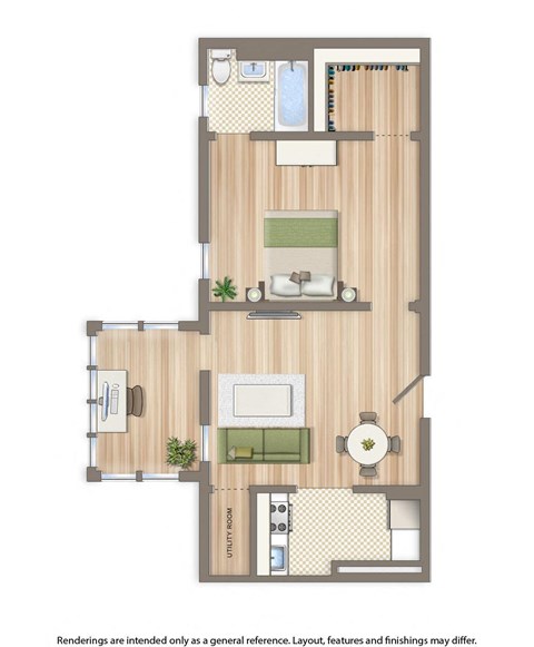 1 Bed C 640 floor plans